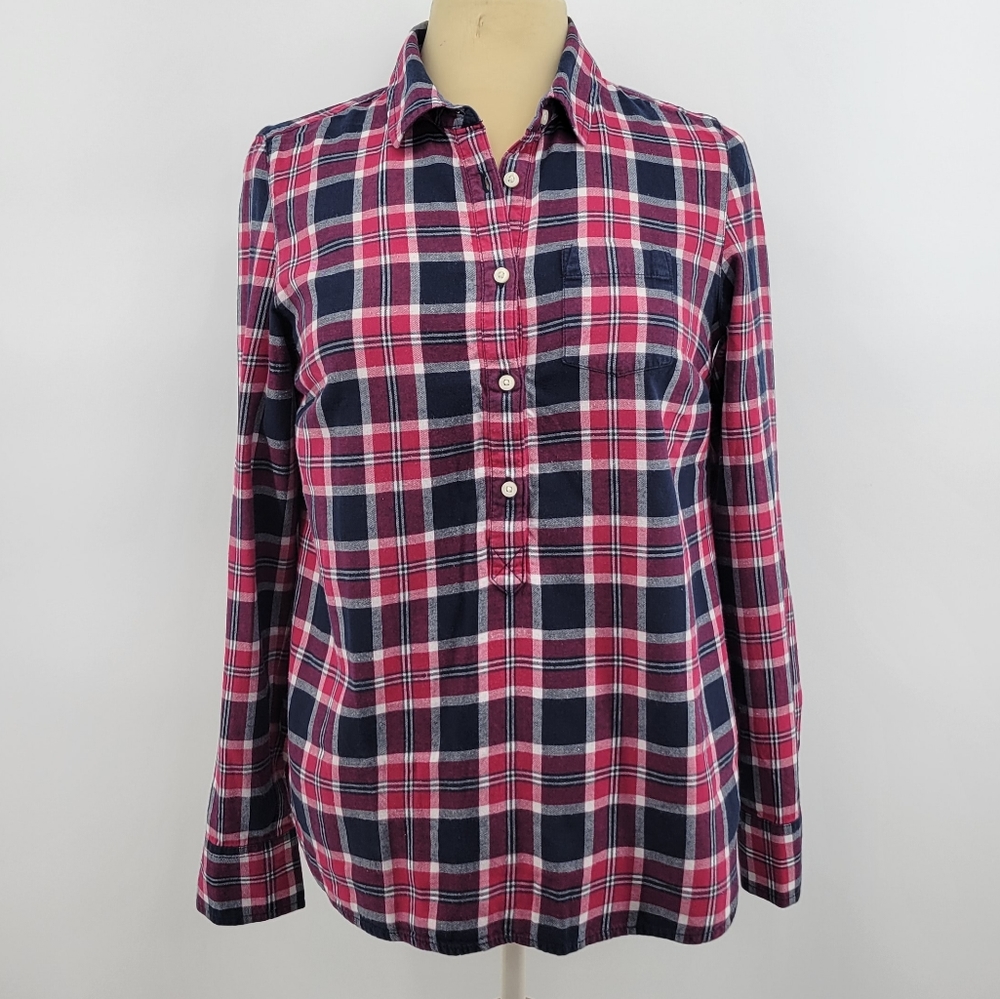 Tommy Hilfiger Patch Pocket 5-Button Plaid Top Size Medium